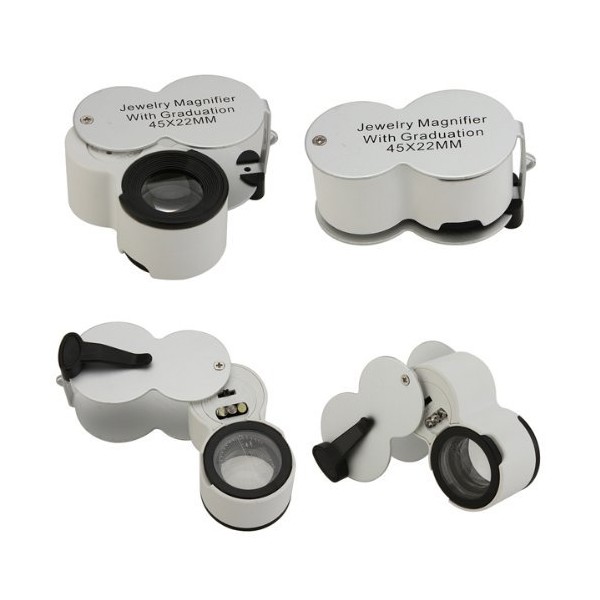 Water & Wood New 45x 22mm Jewellers Mini LED Magnifier Magnifying Eye Glass Loupe+UV Detector