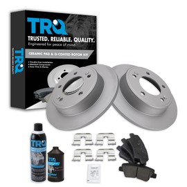 TRQ Ceramic Brake Pad & Coated Rotor Rear Kit w/Chemicals Compatible with Hyundai Elantra