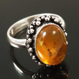 JEWELSTREZORO LabCreated Amber Edelstein-Bandring für Herren und Damen, alle Größen, 925er-Sterlingsilber, handgefertigter Geschenkartikel, Schmuck TSR194I_58 (18.5)