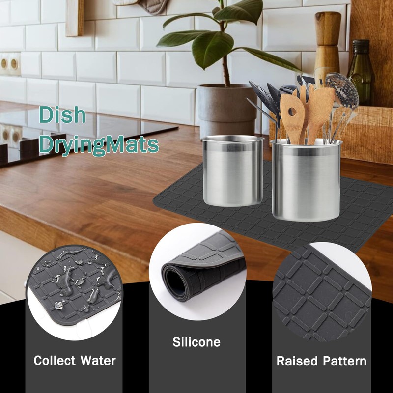 Silicone Dish Drying Mat Non Slip Heat Resistant Large Pad
