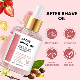 Yniquet After Shave Oil Women for Smooth Skin, Strawberry Shaving Oil with Hyaluronic Acid, Prevent Ingrown Hairs & Dryness, Soothes & Hydrates 1.52 Fl Oz
