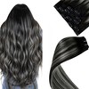 Hetto Clip-In Real Hair Extensions, Black, Balayage Black to Silver,
