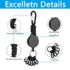 EFFIET Heavy Duty Retractable Key Holder Key Ring with 6pcs