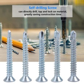50 unids M4.2 Juego de Tornillos de de Perforación Cabeza Avellanada Autoperforante Tornillos Metálicos autorroscantes Para Fijación de Metal de Hoja(M4.2 * 38)