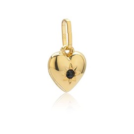 NKlaus 8653 Necklace Pendant Small Heart Black Blue Sapphire 333 Yellow Gold 9.5 mm for Boys, Yellow Gold