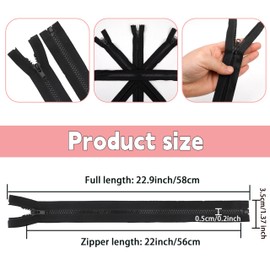 YAKA 4PCS #5 14inch Separating Jacket Zippers for Sewing Coats Jacket Zipper Black Molded Plastic Zippers Bulk DIY Sewing Tools for Garment/Bags/Home Textile Bags Pillow Tent Tailor (14inch)