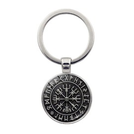 vmcoatdu Viking Compass' Nordic Rune Key Chain Keyring Gift Men Women Keychain Stainless Steel and Inlaid Glass Materials (Color C)