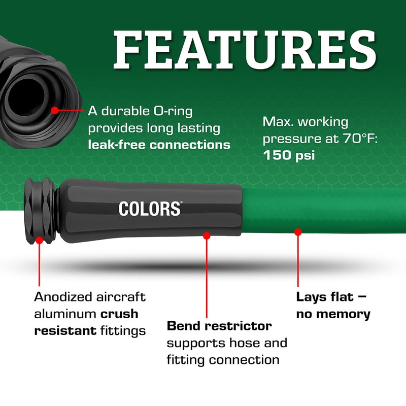 Flexzilla Colors Lead-In Garden Hose 5/8in. x 10ft., Lightweight All-Weather