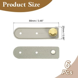 uxcell 6Pcs Button Extenders for Pants, Faux Leather Adjustable Waist Extenders for Women Men Pant Trousers Jeans (Gray, 3.5x1inch)