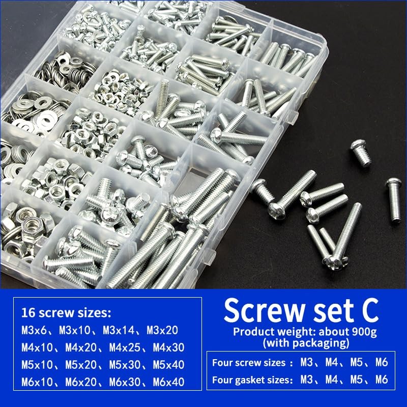 ItMvmt 1080 Pcs Screws and Nuts Assortment Kit, Metric Machine