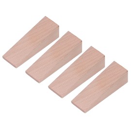 Non-Slip Wooden Door Wedge Stopper, 4PCS Anti Skid Beech Wood Door Stops with Rubber Base, Door Jammer Security Stopper for All Types of Doors
