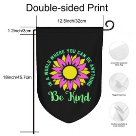 Uanvaha Be Kind Quote with Flower Garden Flag Vertical Double Sided House Flags Home Polyester Banners 12.5x18 Inch for Outdoor Decor Lawn