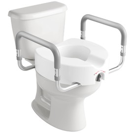HOMLAND Raised Toilet Seat with Handles, Handicap Toilet Seat Risers for Seniors, Elevated Toilet Seat Fits Most Toilet, Gray