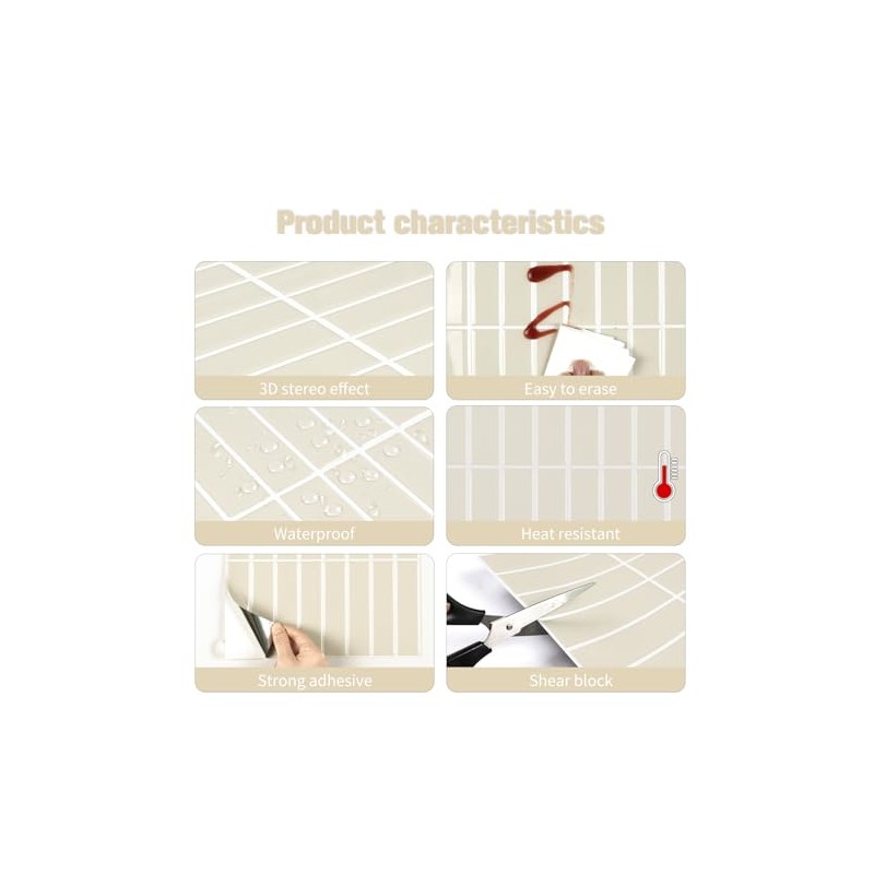 Alwayspon 10 Sheets 3D Peel and Stick PVC Backsplash Tiles,
