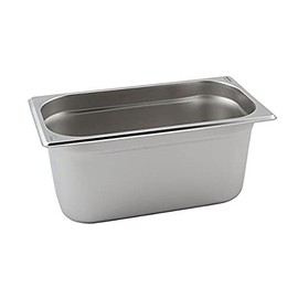 Genware GN13-150 Stainless Steel Gastronorm Pan, 1/3 GN, 327 mm Length, 176 mm Width, 150 mm Deep