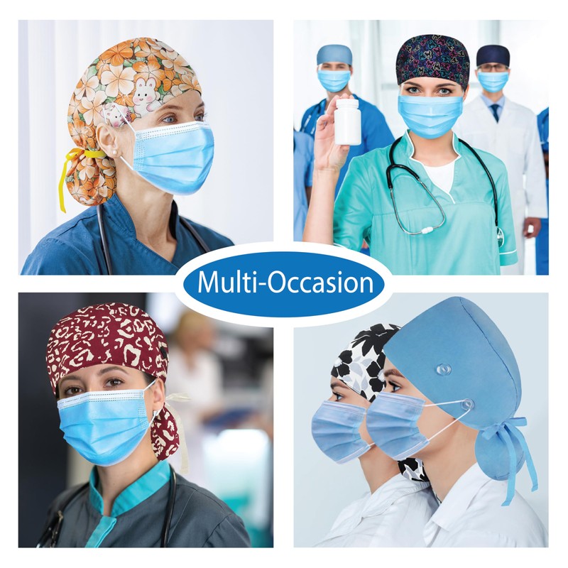 LacksNLids Ponytail Scrub Caps Women with Button, Satin Lined Nurse