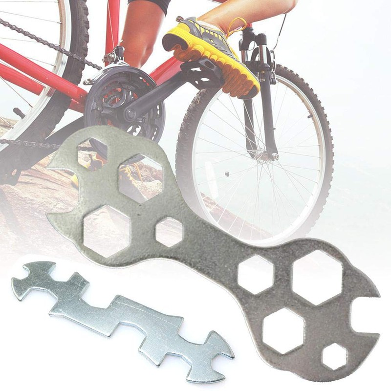PZRT 2pcs Steel Galvanized Multi-Hole Bicycle Cycle Mountain Bike Wrench