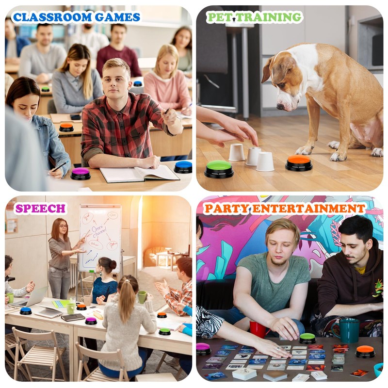 4 Pcs Game Buzzers for Trivia Games Show Answer Recordable