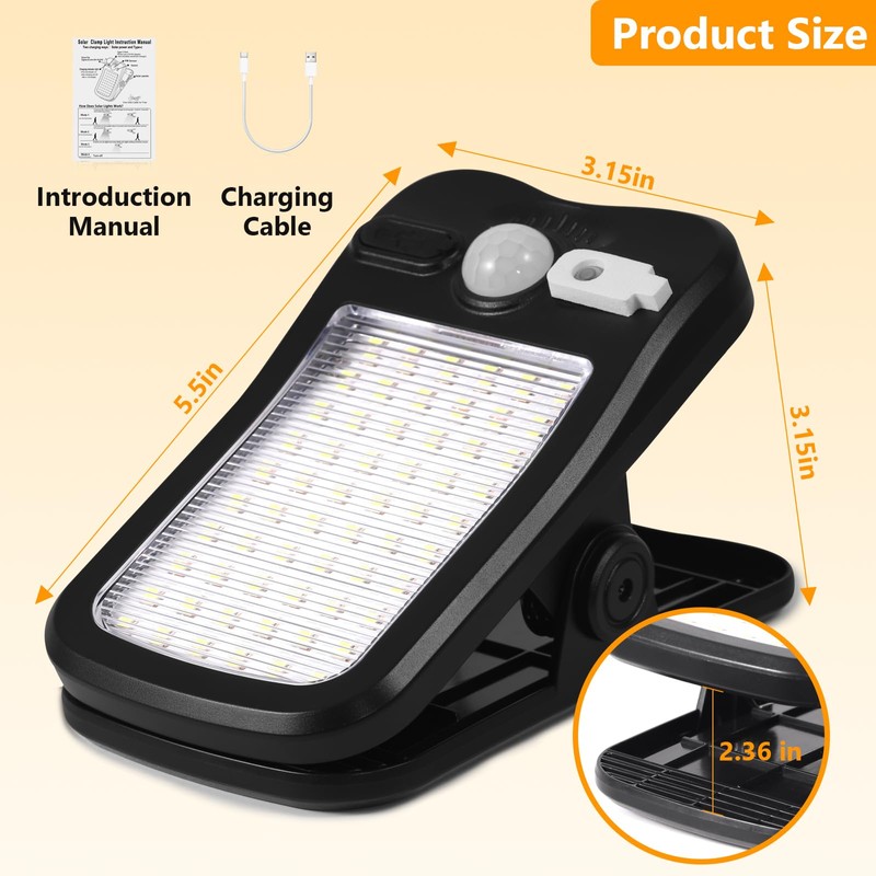 Clip on Solar Lights Outdoor with Motion Sensor, Solar Fence