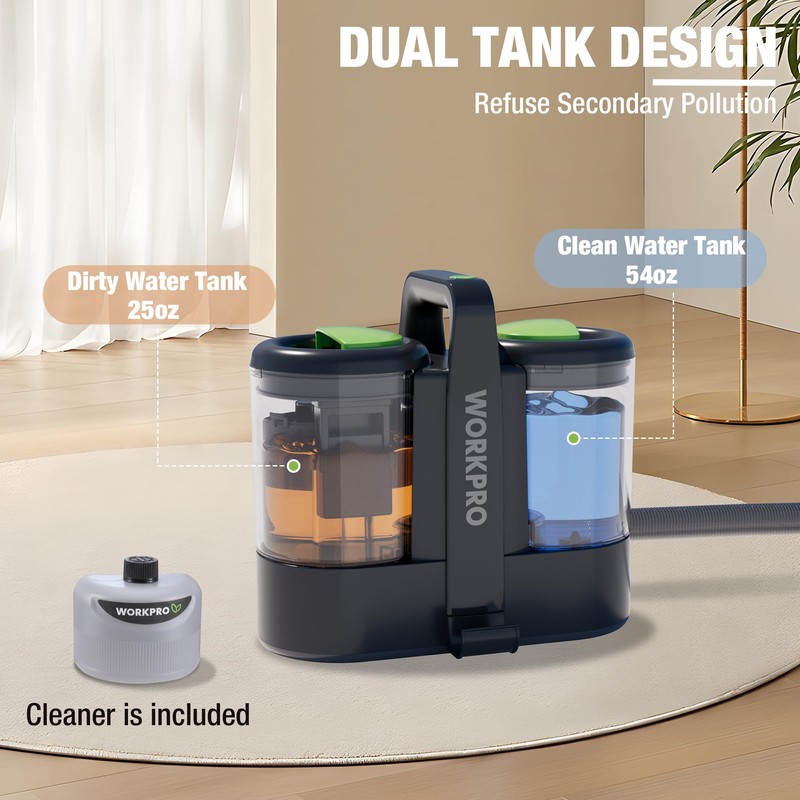 WORKPRO Portable Carpet Spot and Upholstery Cleaner, 13KPa Upholstery Cleaner