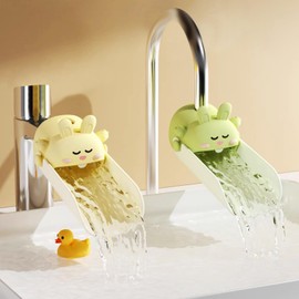 Faucet Extender Silicone Faucet Extender Temperature Sensitive for Toddlers 2 PCS Silicone Sink Extender Babies Kids Children (Green/Yellow)
