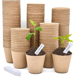 Biodegradable Peat Pots for Seedling - 120 Pack 3.15 inch Biodegradable Plant Seed Starters Kits with 30 Plant Labels, Garden Germination Nursery Pots for Flower Vegetable Seed Germination