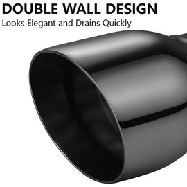 A-KARCK Double Wall Exhaust Tips Black Chrome 3" Inlet, Muffler Tip with Never Fading and Peeling Coating, 3" Inlet 4" Outlet 5" Long