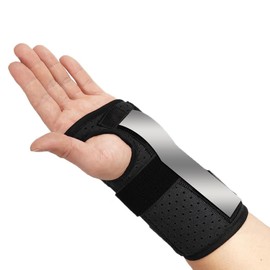 TOFBS Wrist Brace Carpal Tunnel Syndrome Splint Wrist Bandages with 3 Metal Splints for Sports Sprains Arthritis Tendonitis Wrist Support (Right x Black)