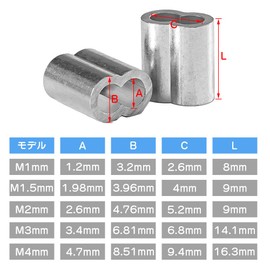 Wire Rope Sleeves 100pcs 1mm 1.5mm 2mm 3mm 4mm Aluminum Sleeve 8 Shape Aluminum Alloy Sleeve Aluminum Clamp Tube Aluminum Crimp Loop Fastening Machine (1mm)