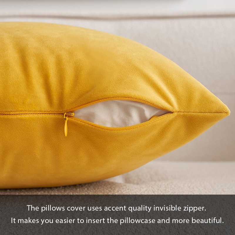 MIULEE Set of 2 Velvet Soft Solid Decorative Square Scatter
