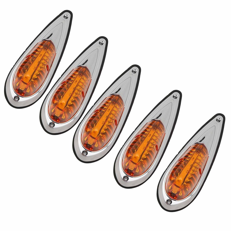 12V 24V 5 Pcs Amber Cab Roof Marker Lights Waterproof
