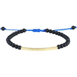 KELITCH Obsidian Beaded Bracelets For Men Women Hand Braided Strand Friendship Bracelets Fashion Bangle (Black)