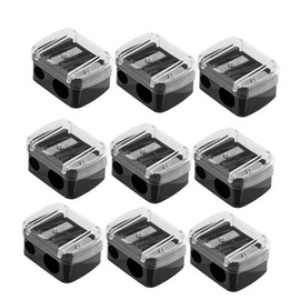 Healeved 30pcs Dual Hole Pencil Sharpener for Eyebrow Lip Liner and Eyeliner Portable Cosmetic Tool for Precise Makeup Application Easy to Use Compact Design Black