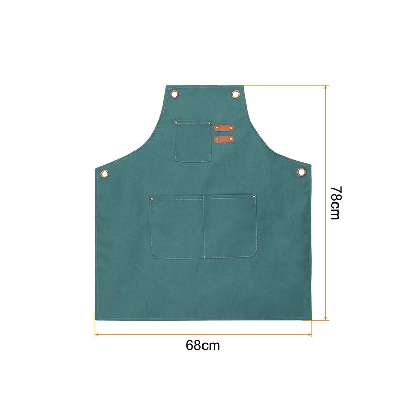 sourcing map Canvas Chef Aprons 75x68cm Adjustable Strap Waterproof Cross