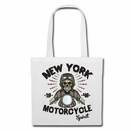 Reifen-Markt Bag Shoulder Bag New York Motocycle Spirit Biker Shirt Motorcycle Chopper Gothic Motorcycle Skull Motorcycle Club Bike Route 66 Shopping Bag School Bag Gym Bag in White, White