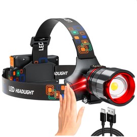 Headlamp.USB Rechargeable Headlamp.Ultra Bright Head Lamp 90000 LM Max.Super Bright LED Head Light.Zoomable IPX54 Headlight.Camping Accessories.4 Modes Waterproof Headlight Camping Gear for Adults