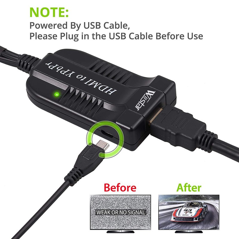 Wiistar HDMI to Component Converter, HDMI to YPbPr RGB 5RCA