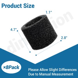 Bularie 8 Pcs Muffler Diffuser Foam Replacement Parts, Compatible with Crafts man CMXZVBE38660 Muffler Diffuser Wet/Dry Vac, for Shop Vacs Attachment with 2-1/2 Inch Blowing Port