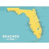 Best Maps Ever Florida Beaches Checklist Map 18x24 Poster (Marigold