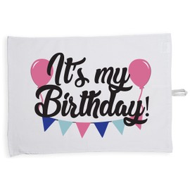Hippowarehouse It's my birthday pink Tea Towel Eco Printed Dish Cloth Kitchen accessory 50cmx70cm 100% Cotton