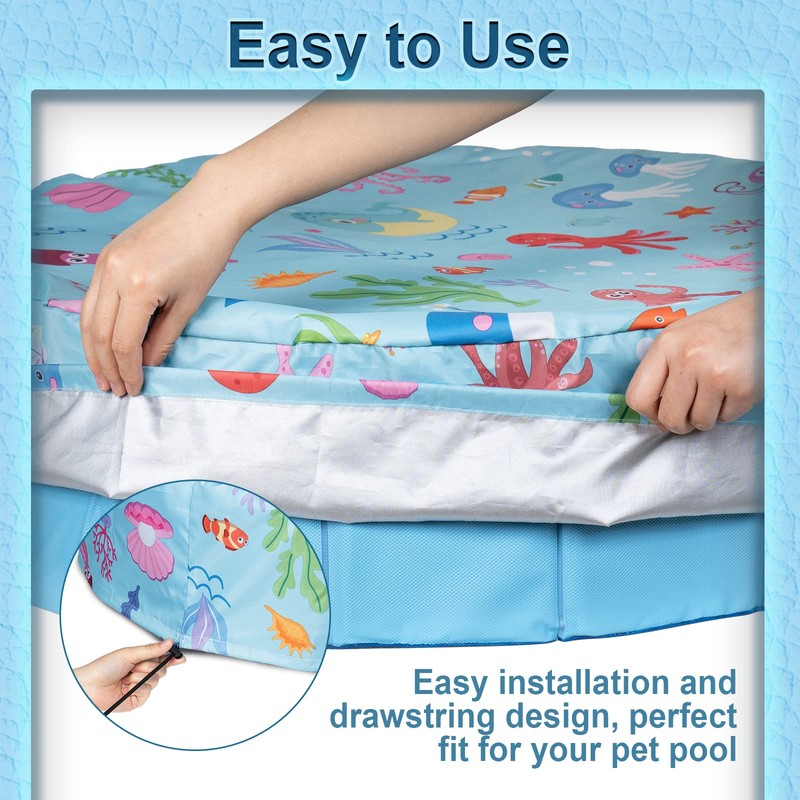 Docuwee Round Pool Cover 71", Foldable Kiddie Solar Cover Fit