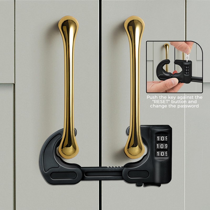 4 Pack Cabinet Locks with Combination Baby Proof Cabinet Door