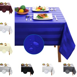 Adalex Global TableCover Waterproof Spillproof Striped Square Rectangle Tablecloth Table Cover Table Cloth (Royal Blue, 137x274cm)