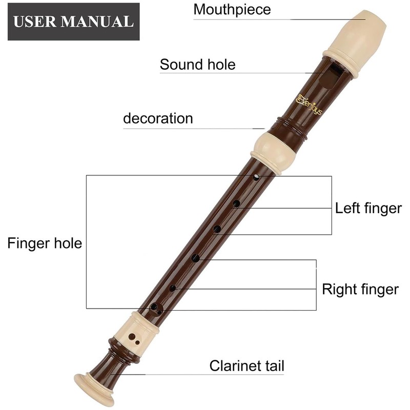 Soprano Recorder German Style C Key ABS 8 Hole Flute