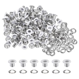 QUARKZMAN 100 Pcs Eyelets 1/6" (4mm) Inner Diameter Metal Eyelets with Washers for Shoes, Leather, Beads, Canvas, Labels, White