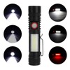T6+COB Electric Torch Telescopic Zoom Powerful Flashlight Dual Light Sources