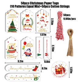 16PCS Christmas Gift Bags with Gift Tags, Large Christmas Tote Bags with Handles, Reusable Christmas Treat Bags Non-Woven Christmas Bags for Xmas Gifts Wrapping Party Supplies, 12.8"×9.8"×6.7 (A)