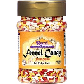 Rani Sugar Coated Fennel Candy 5oz (141g) PET Jar ~ Indian After Meal Digestive Treat | Vegan | Gluten Friendly | NON-GMO | Indian Origin