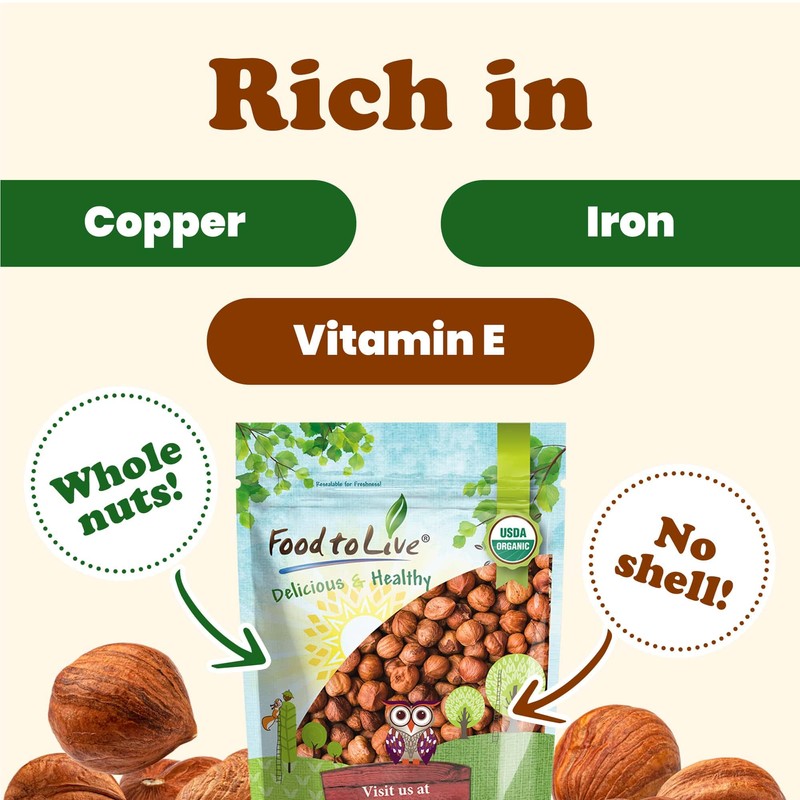 Food to Live Organic Hazelnuts, 4 Pounds – Non-GMO, Raw