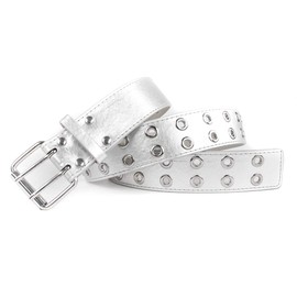 ECHAIN Vintage Rivet Women Punk Leather Belts Rock Motorcycle Waist Strap for Jeans (silver, waist:28"-33")